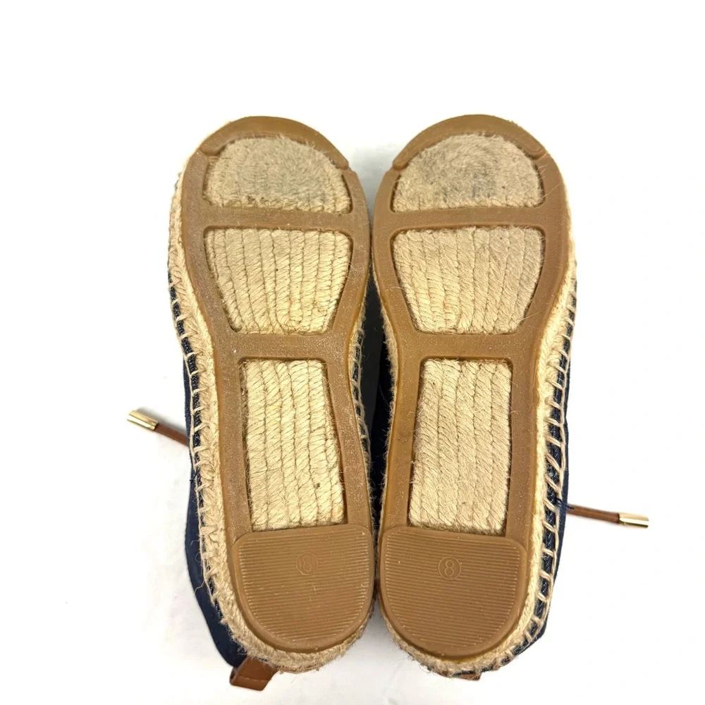 Tory Burch High‎ Top Denim Espadrille Shoes 8 Lace Up Bootie Womens Designer
